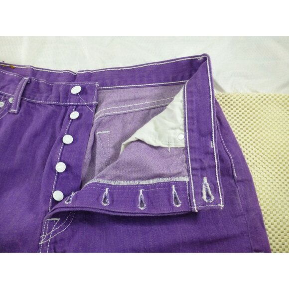 Levis 501 Purple Button Fly Straight-Leg Jeans W36 L30 Vintage Denim Pants *LEGS - Picture 9 of 12